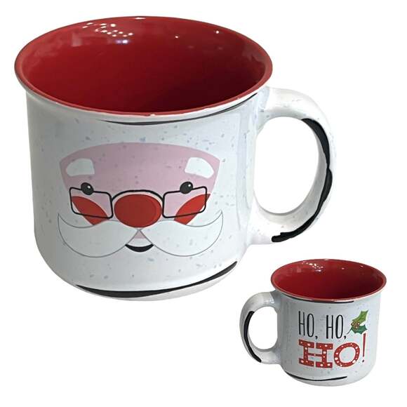 Santa CHRISTMAS MUG Holiday Cocoa Coffee Tea 16oz Boston Warehouse Ceramic “Tin” - Picture 1 of 6